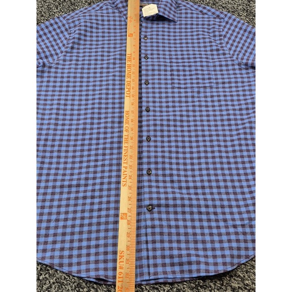 Peter Millar Blue and Brown Checkered Casual Button Down Shirt - Picture 6 of 8